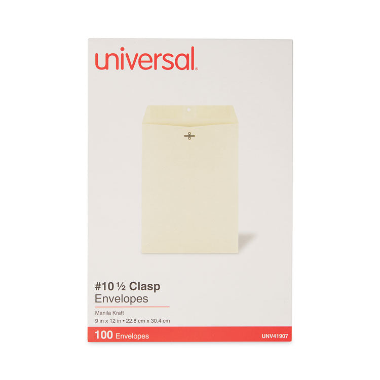 Kraft Clasp Envelope, #10 1/2, Square Flap, Clasp/gummed Closure, 9 X 12, Brown Kraft, 100/box