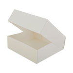 White Window Bakery Boxes with Attached Flip Top, 4-Corner Beers Design, 8 x 8 x 2.5, White, Paper, 200/Carton