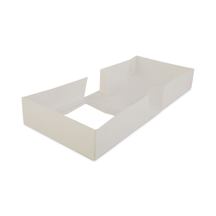 White Window Bakery Boxes with Attached Flip Top, 4-Corner Beers Design, 8 x 8 x 2.5, White, Paper, 200/Carton
