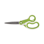 CarboTitanium Bonded Scissors, 8" Long, 3.25" Cut Length, Straight White/Green Handle