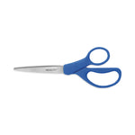 Preferred Line Stainless Steel Scissors, 8" Long, 3.5" Cut Length, Straight Blue Handle, 2/Pack