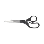 KleenEarth Basic Plastic Handle Scissors, 8" Long, 3.25" Cut Length, Straight Black Handle