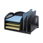 Steel Combo Desktop Sorter with Three Horizontal and Three Vertical Sections, Letter Size Files, 16.25 x 11.25 x 8.25, Black