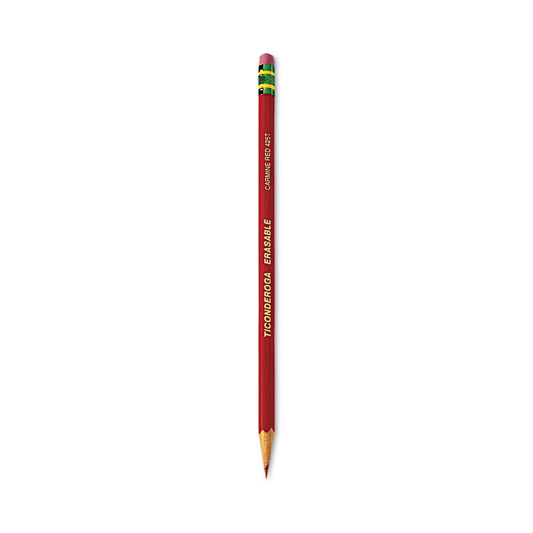 Erasable Colored Pencils, 2.6 mm, 2B, Carmine Red Lead, Carmine Red Barrel, 12/Pack
