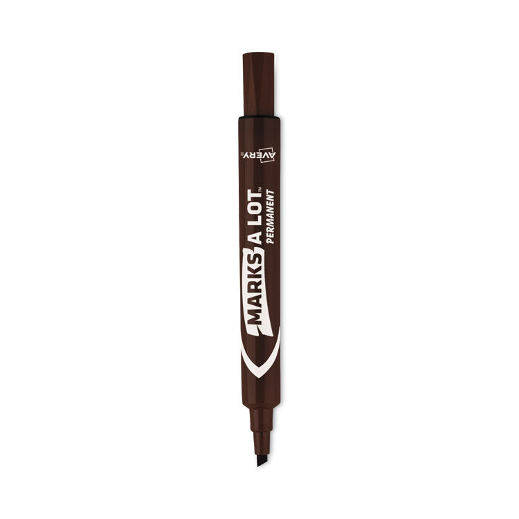 Marks A Lot Large Desk-Style Permanent Marker, Broad Chisel Tip, Brown, Dozen (8881)