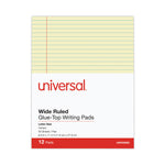 Glue Top Pads, Wide/legal Rule, 50 Canary-Yellow 8.5 X 11 Sheets, Dozen