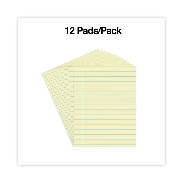 Glue Top Pads, Wide/legal Rule, 50 Canary-Yellow 8.5 X 11 Sheets, Dozen