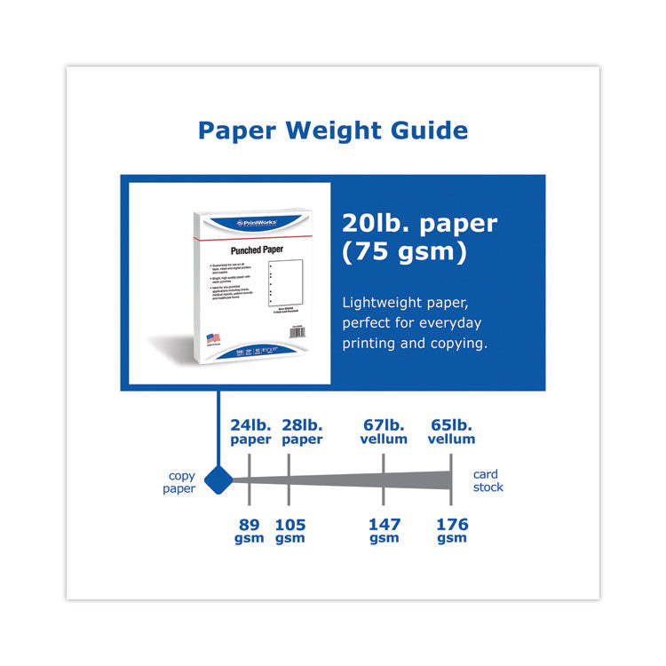 Perforated and Punched Paper, 7-Hole Punched, 20 lb Bond Weight, 8.5 x 11, White, 500/Ream