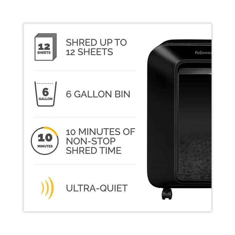 Powershred LX200 Micro-Cut Shredder, 12 Manual Sheet Capacity, Black