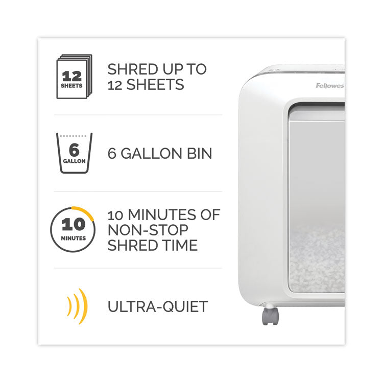 Powershred LX200 Micro-Cut Shredder, 12 Manual Sheet Capacity, White