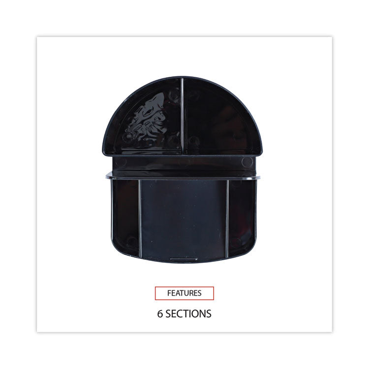 Deluxe Message Center, 6 Compartments, Plastic, 5.5 x 6.75 x 5, Black