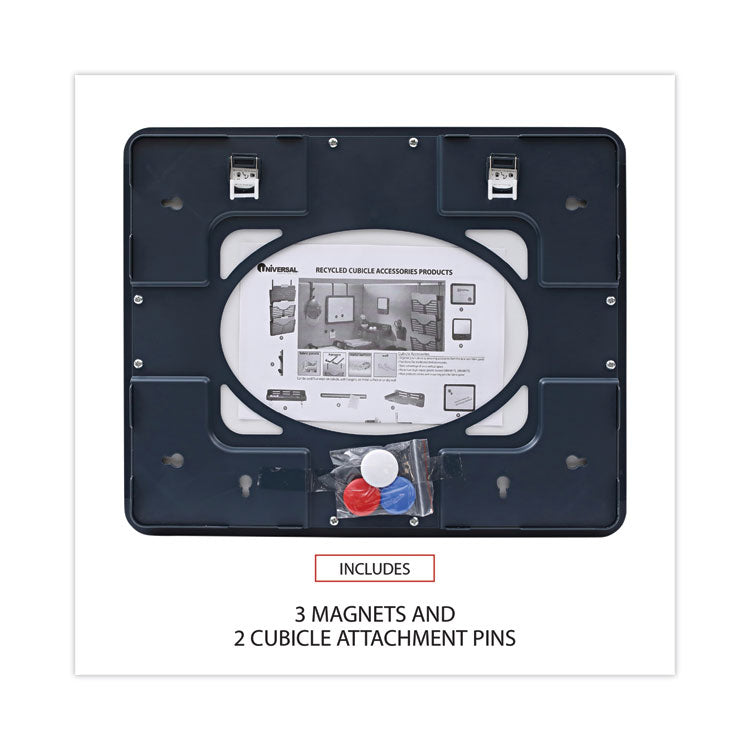 Recycled Cubicle Dry Erase Board, 15.88" x 12.88", White Surface, Charcoal Gray Plastic Frame