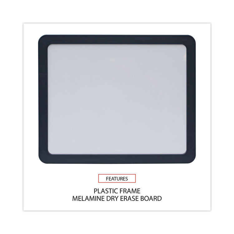 Recycled Cubicle Dry Erase Board, 15.88" x 12.88", White Surface, Charcoal Gray Plastic Frame