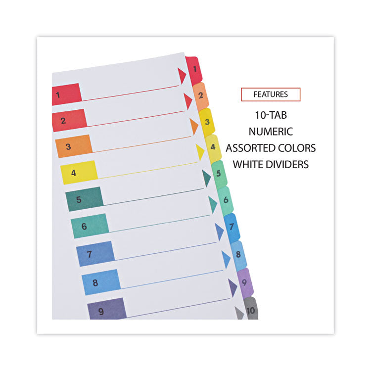 Deluxe Table Of Contents Dividers For Printers, 10-Tab, 1 To 10; Table Of Contents, 11 X 8.5, White, 6 Sets