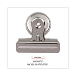 Bulldog Magnetic Clips, Medium, Nickel, 12/Pack