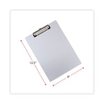 Aluminum Clipboard with Low Profile Clip, 0.5" Clip Capacity, Holds 8.5 x 11 Sheets, Aluminum