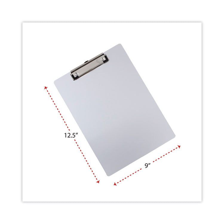Aluminum Clipboard with Low Profile Clip, 0.5" Clip Capacity, Holds 8.5 x 11 Sheets, Aluminum