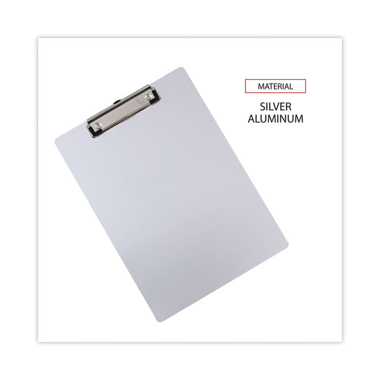 Aluminum Clipboard with Low Profile Clip, 0.5" Clip Capacity, Holds 8.5 x 11 Sheets, Aluminum
