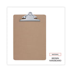 Hardboard Clipboard, 1.25" Clip Capacity, Holds 8.5 x 11 Sheets, Brown