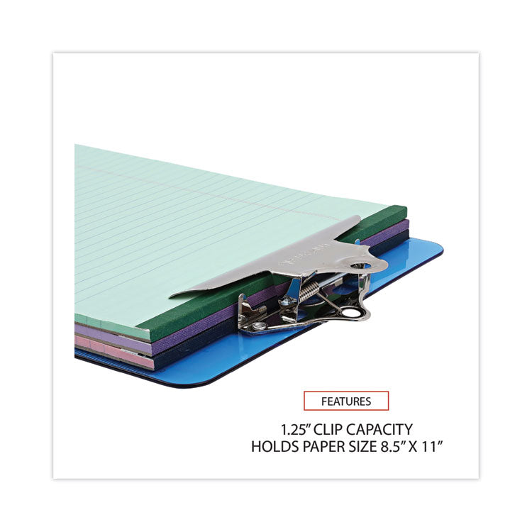 Plastic Clipboard with High Capacity Clip, 1.25" Clip Capacity, Holds 8.5 x 11 Sheets, Translucent Blue