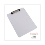 Plastic Clipboard with Low Profile Clip, 0.5" Clip Capacity, Holds 8.5 x 11 Sheets, Clear