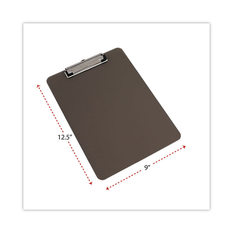 Plastic Clipboard with Low Profile Clip, 0.5" Clip Capacity, Holds 8.5 x 11 Sheets, Translucent Black