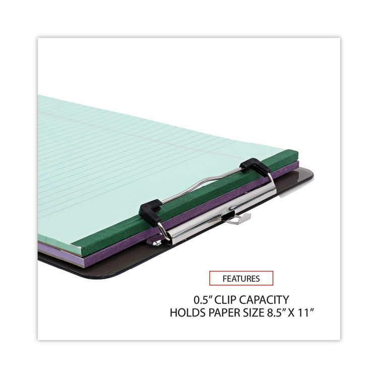Plastic Clipboard with Low Profile Clip, 0.5" Clip Capacity, Holds 8.5 x 11 Sheets, Translucent Black