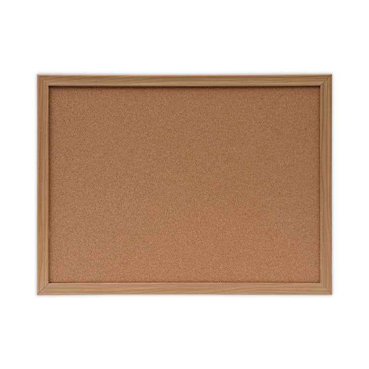 Cork Board with Oak Style Frame, 24" x 18", Tan Surface, Oak Finished Wood Frame
