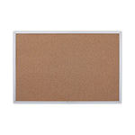 Cork Bulletin Board, 36" x 24", Tan Surface, Satin Aluminum Frame