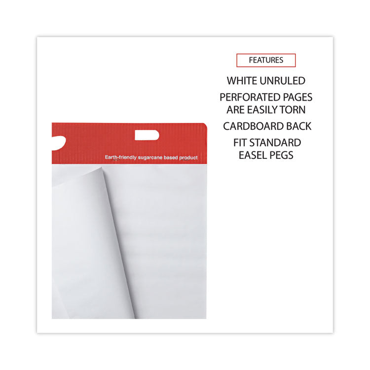 Renewable Resource Sugarcane Based Easel Pads, Unruled, 27 x 34, White, 50 Sheets, 2/Carton