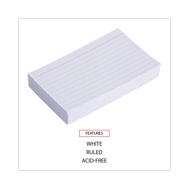 Ruled Index Cards, 3 X 5, White, 100/pack