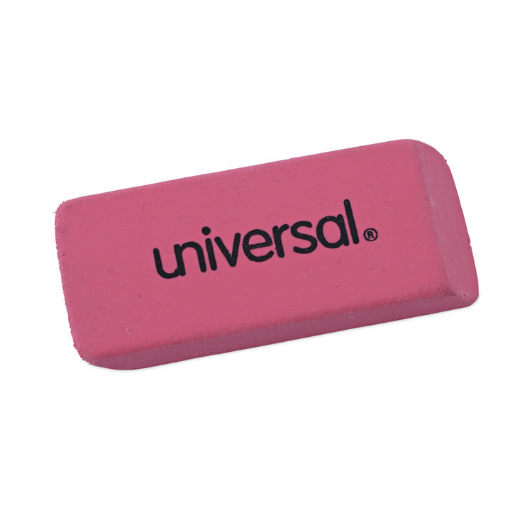 Bevel Block Erasers, For Pencil Marks, Slanted-Edge Rectangular Block, Large, Pink, 20/Pack