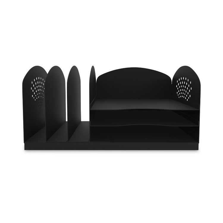 Steel Combo Desktop Sorter with Three Horizontal and Three Vertical Sections, Letter Size Files, 16.25 x 11.25 x 8.25, Black