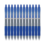 G2 Premium Gel Pen, Retractable, Fine 0.7 mm, Blue Ink, Smoke/Blue Barrel, 12/Pack