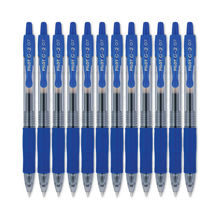 G2 Premium Gel Pen, Retractable, Fine 0.7 mm, Blue Ink, Smoke/Blue Barrel, 12/Pack