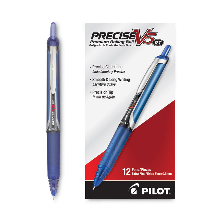 Precise V5RT Rollerball Pen, Retractable, Extra-Fine 0.5 mm, Blue Ink, Blue Barrel