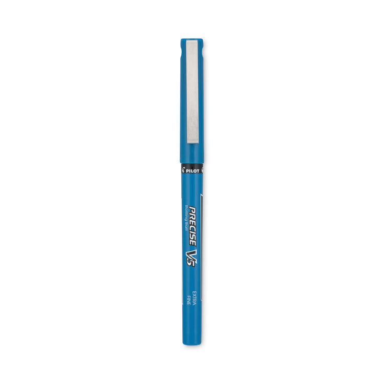 Precise V5 Rollerball Pen, Stick, Extra-Fine 0.5 mm, Blue Ink, Blue/Clear Barrel, Dozen