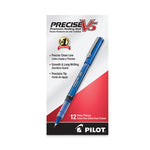 Precise V5 Rollerball Pen, Stick, Extra-Fine 0.5 mm, Blue Ink, Blue/Clear Barrel, Dozen