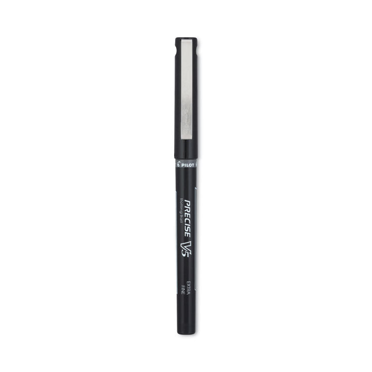 Precise V5 Rollerball Pen, Stick, Extra-Fine 0.5 mm, Black Ink, Black/Clear Barrel, Dozen