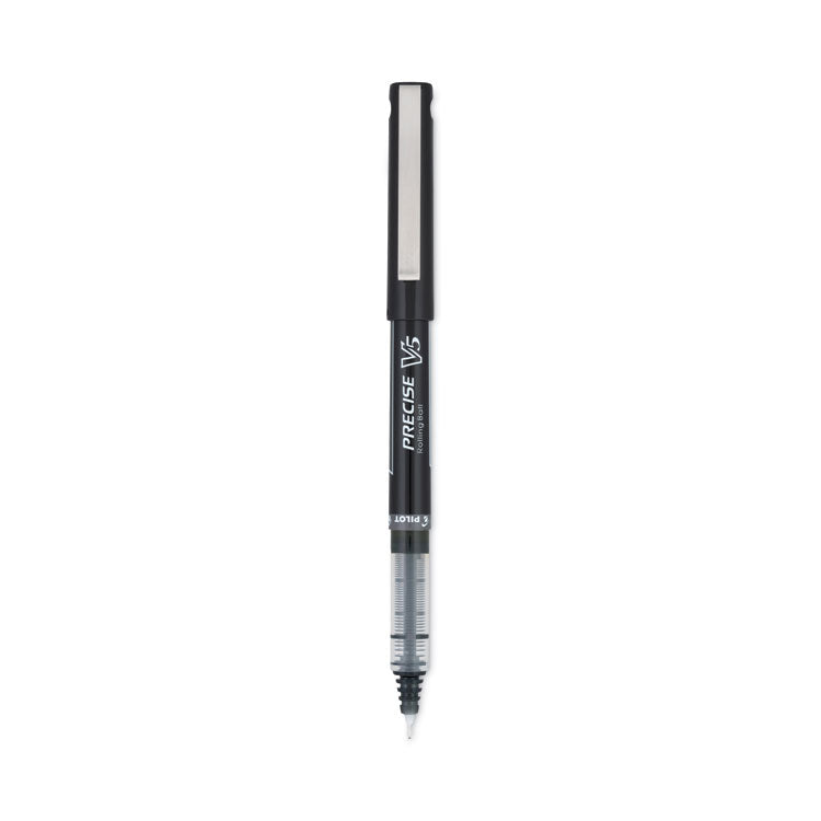 Precise V5 Rollerball Pen, Stick, Extra-Fine 0.5 mm, Black Ink, Black/Clear Barrel, Dozen