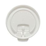 Lift Back and Lock Tab Cup Lids for Foam Cups, Fits 10 oz Solo Trophy Hot/Cold Drink Cups, Plastic, White, 2,000/Carton