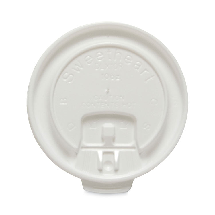Lift Back and Lock Tab Cup Lids for Foam Cups, Fits 10 oz Solo Trophy Hot/Cold Drink Cups, Plastic, White, 2,000/Carton