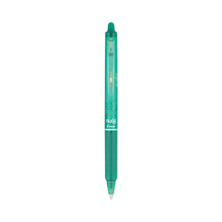 Frixion Clicker Erasable Gel Pen, Retractable, Fine 0.7 Mm, Green Ink, Green Barrel, Dozen