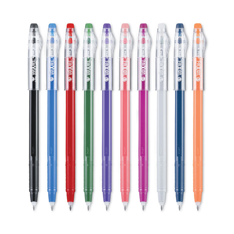 FriXion ColorSticks Erasable Gel Pen, Stick, Fine 0.7 mm, Assorted Ink and Barrel Colors, 10/Pack