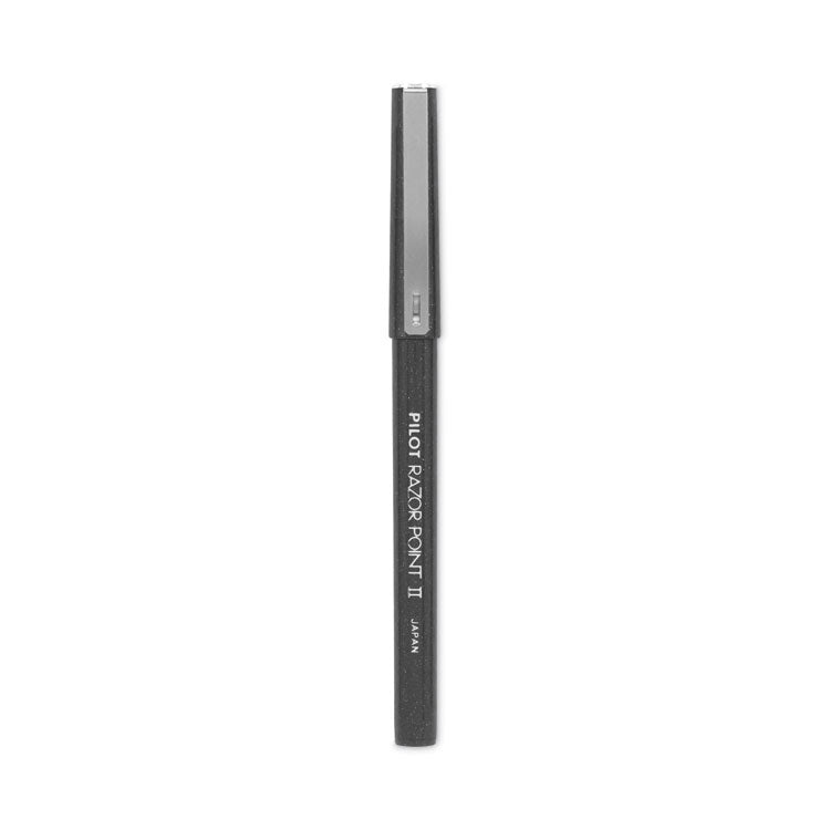 Razor Point II Super Fine Line Porous Point Pen, Stick, Super-Fine 0.2 mm, Black Ink, Black Barrel, Dozen