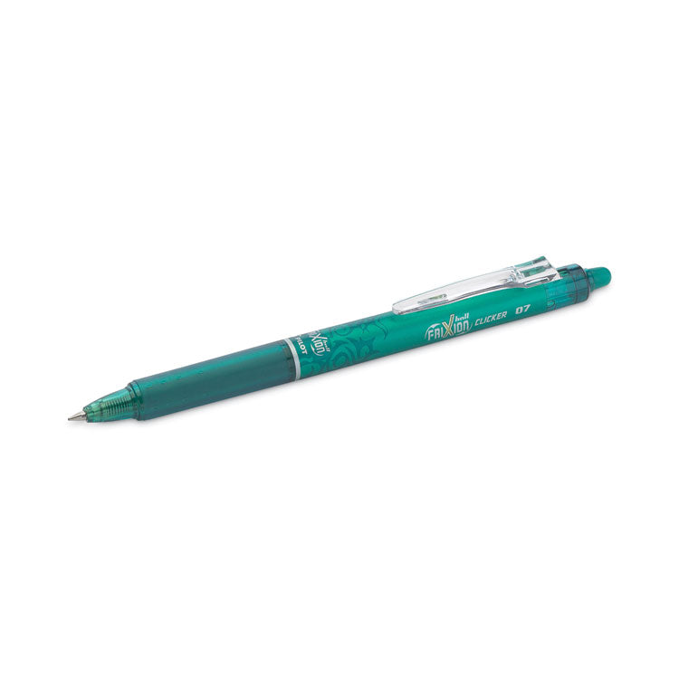 Frixion Clicker Erasable Gel Pen, Retractable, Fine 0.7 Mm, Green Ink, Green Barrel, Dozen