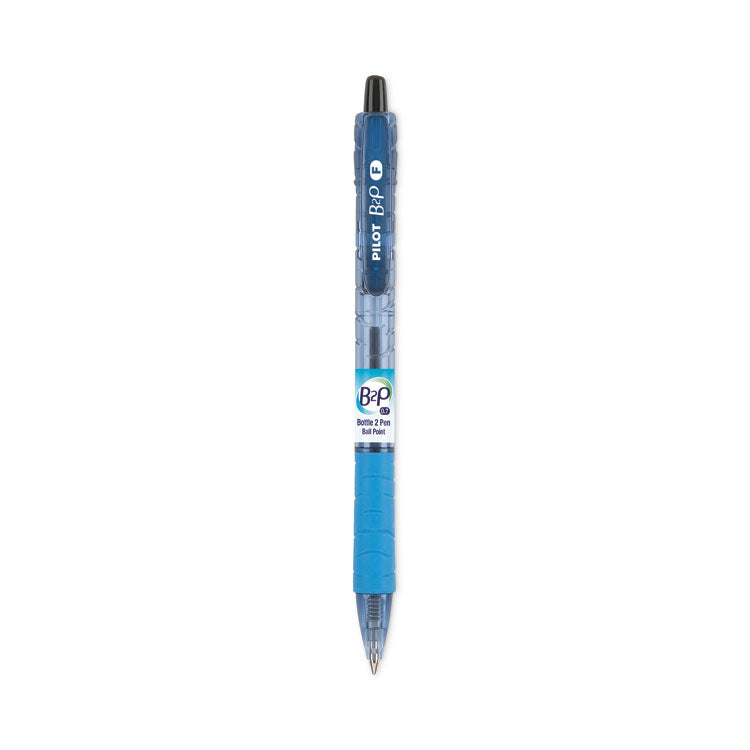 B2p Bottle-2-Pen Recycled Ballpoint Pen, Retractable, Fine 0.7 Mm, Black Ink, Translucent Blue Barrel, Dozen