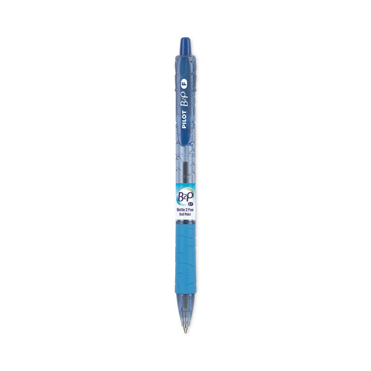 B2p Bottle-2-Pen Recycled Ballpoint Pen, Retractable, Fine 0.7 Mm, Blue Ink, Translucent Blue Barrel, Dozen