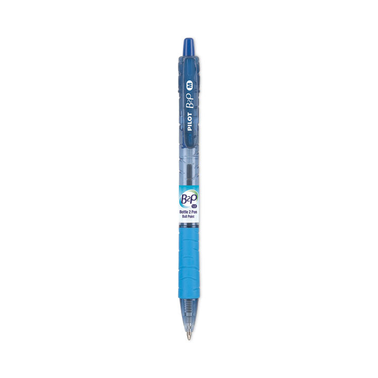 B2p Bottle-2-Pen Recycled Ballpoint Pen, Retractable, Medium 1 Mm, Blue Ink, Translucent Blue Barrel, Dozen