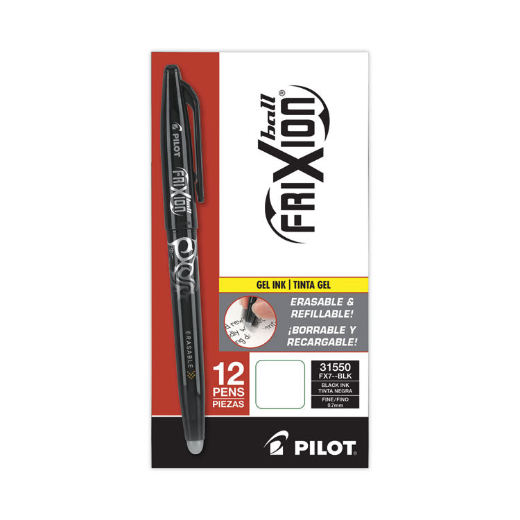 FriXion Ball Erasable Gel Pen, Stick, Fine 0.7 mm, Black Ink, Black Barrel